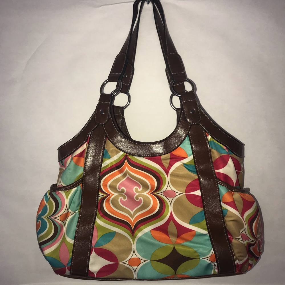 Colorful Satchel with Brown Straps